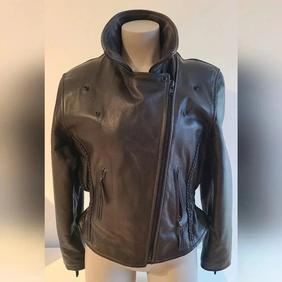 Women's Biker Leather  Coat - Picture 4 of 10